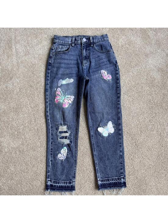 Justice Other - Justice Girls Butterfly Jeans Size 12 Distressed Denim